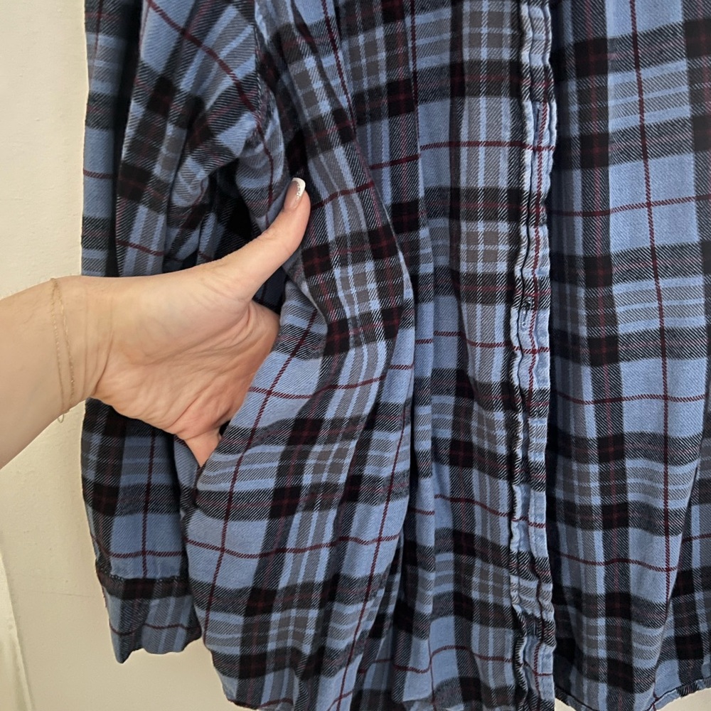 Oversized Blue Plaid Flannel - Picture 3 of 3